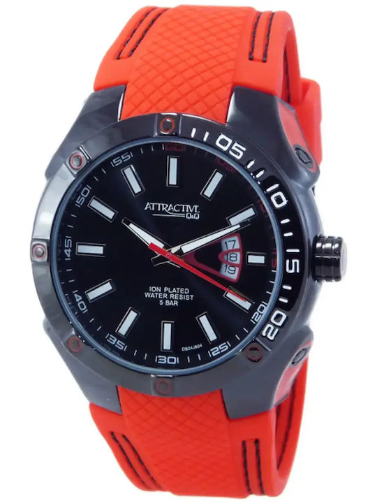 Q&Q Women's Watch with Orange Rubber Strap
