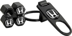 Καπάκια Βαλβίδων Αυτοκινήτου Μπρελόκ Honda Μαύρο 5 Τεμάχια
