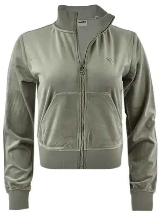 Guess Women's Sweatshirt Jacket Velvet Gray