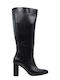 Γυναικείες Μπότες Black Smooth Leather