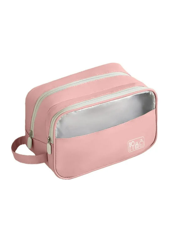 Roza Cosmetic Organizer Bag & Travel Toiletry Bag Double Layer Waterproof Large Capacity Transparent Window Pink