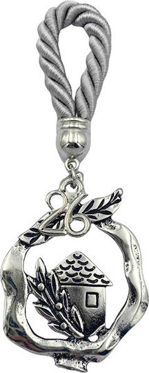 Marhome Κρεμαστό Γούρι Σπίτι Γκρι από Μέταλλο 9.5cm
