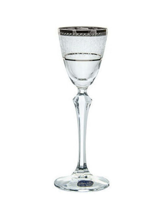 Bohemia Set Kristall Likör/Ouzo Gläser aus Silber Farbe Kelch 70ml 6 Stück