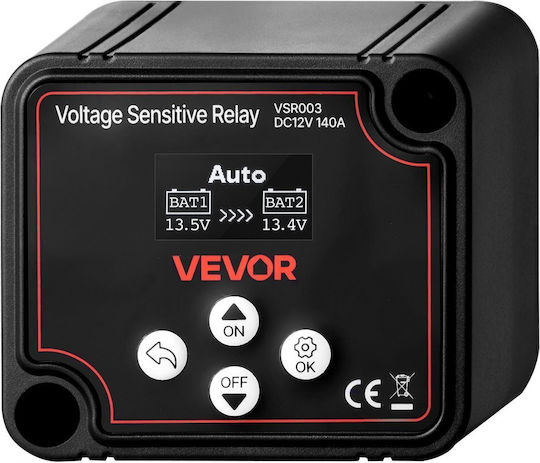 Vevor Dual Battery Isolator 12v 140 Amp Manual Automatic Relay Vsr Voltage Sensitive Lcd Display Smart Battery Isolator Lithium Lead Acid Batteries Car Truck Rv Utv Atv Boat