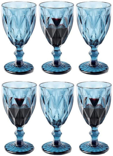 Cheffinger Set of Glasses White Wine / Cocktail/Drinking / Water made of Glass in Blue Color 240ml 6pcs