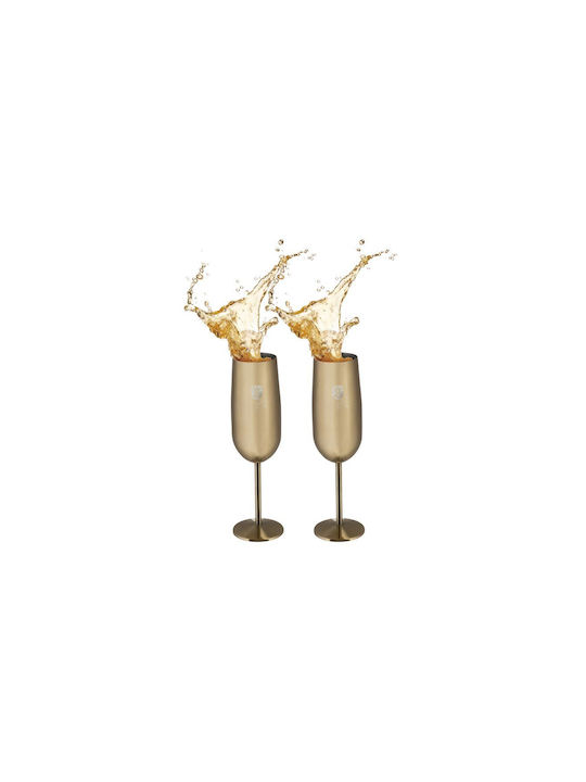 Berlinger Haus Set of Glasses Champagne / Cocktail/Drinking / White Wine made of Stainless Steel in Brown Color Stemmed 260ml 2pcs