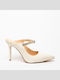 Mules with Heel in Beige Color