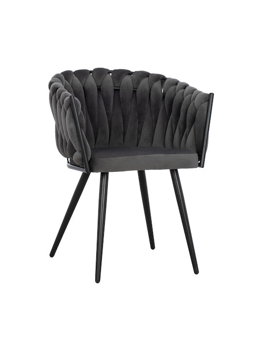 Luanda Dining Room Velvet Armchair Grey 60x54x78cm 2pcs