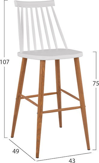 Табуретка Бар от полипропилен Vanessa White Color 2бр 43x49x107бр