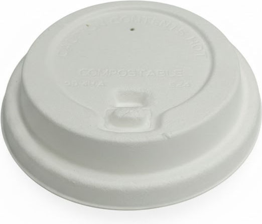 Disposable Sip Flip Lids White Sugarcane Cup 12-16oz 50pcs