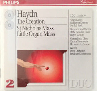 Joseph Haydn Agnes Giebel Waldemar Kmentt Gottlob Frick Orchestra* Chorus Bavarian Radio* Eugen Jochum Chorus Viennensis Vienna Boys' Choir* Wiener Dom-orchester* Ferdinand Grossmann Creation—st Nicholas Mass—little Organ Mass Cd