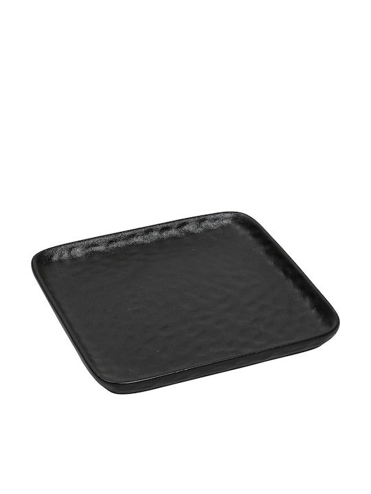 Espiel Lava Plate Shallow Square Ceramic Black 20x20cm