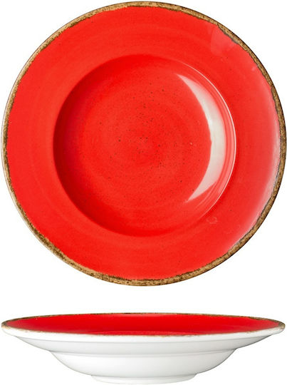 Lukanda 360 Teller Nudeln aus Porzellan Rot mit Durchmesser 27cm 6Stück