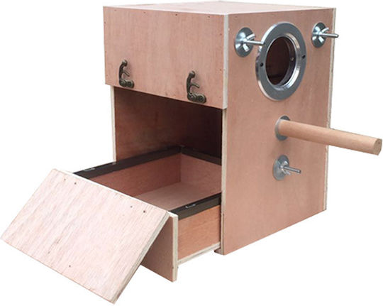 Wooden Bird Cage Breeding Board 20x20x25cm. Pink
