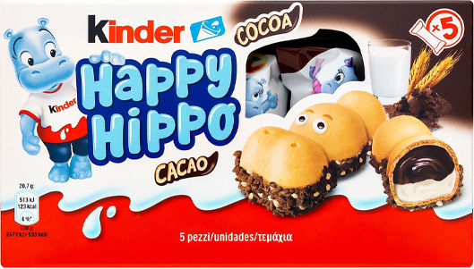 Kinder Γκοφρετάκι Cacao Happy Hippo Kinder (5 τεμ)