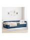 vidaXL Einzelbett Mit Stoff Blau Mit Lattenrost Für Matratze 90x190cm