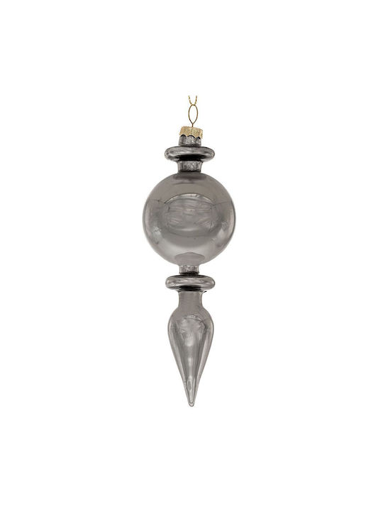 Dark Gray Glass Hanging Ornament 5.5x16cm 6 Pieces