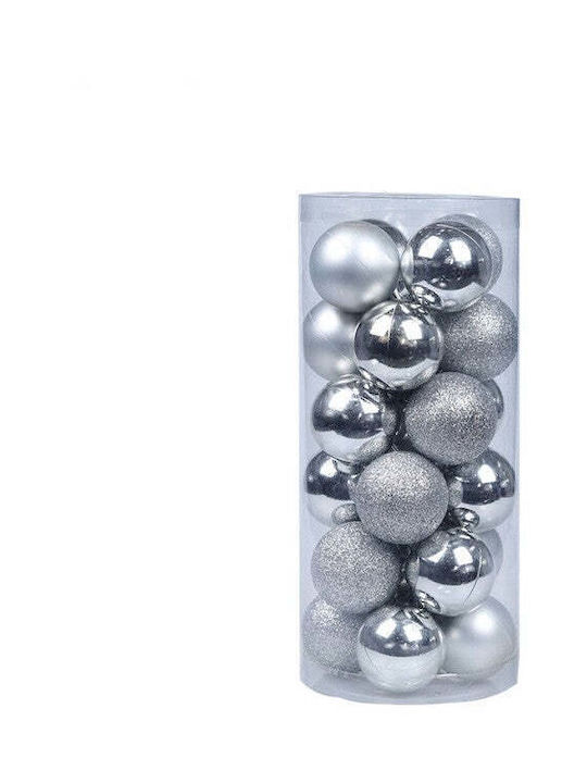 Artezan Weihnachtsbaumschmuck Kugel Ornament 8cm Söllinas Silber 24 Stück