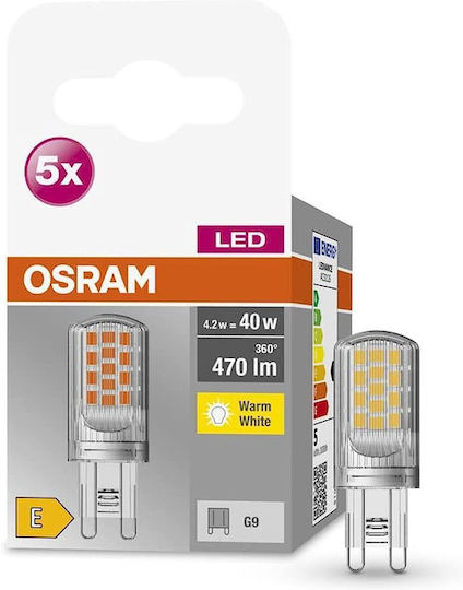 Osram Base Pin Λάμπες LED 4.2W για Ντουί G9 470lm 5τμχ