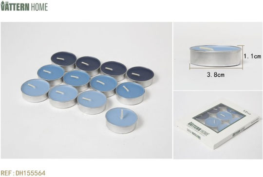 Vattern Home Teelichter Aromatisch in Blau Farbe (bis zu 4 Stunden Dauer) 12 Stück