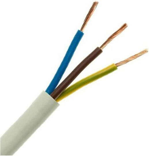 Eurolamp H05VV-F Power Cord With Cable Properties 3x2.5mm² In White Colour 50m Flexible