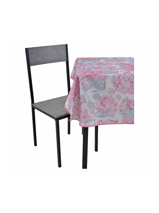 Ankor Tablecloth Stain Resistant Pink With Grey Flowers 140x220cm