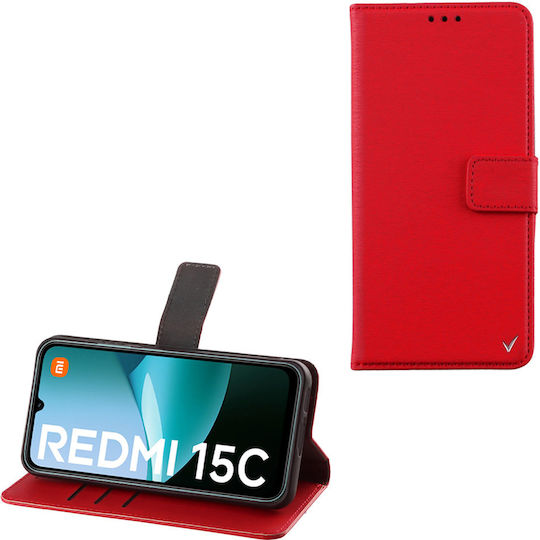 Volte-Tel Book Piele artificială / Silicon Roșu (Redmi 15C)