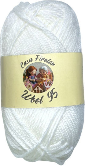 Knitting Yarn Casa Firelor Wool 95 100% Wool 50 G 95 M Made In Romania Colour White