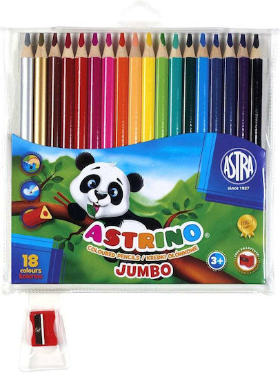 Set Creioane Colorate Triunghiulare Astra Astrino 18 Culori Ascuțitoare
