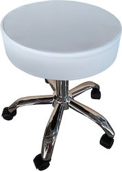 Wheeled White Stool