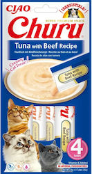 Inaba Ciao Churu Cat Treats Puree Tuna Beef 4 X 14g Inaba Ciao Churu Cat Treats Puree Tuna Beef 4 X 14g