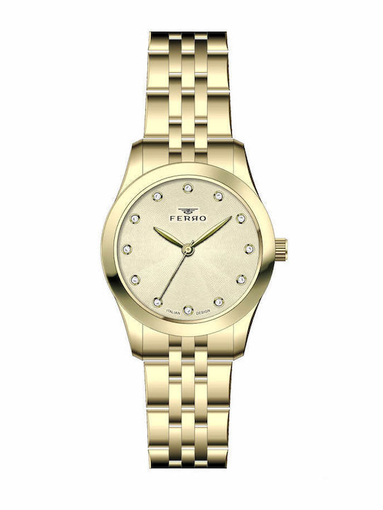 Ferro Men's Watch Battery with Gold Metal Bracelet