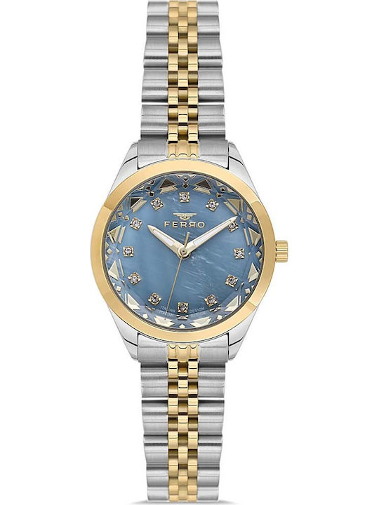 Ferro Men's Watch Battery with Silver Metal Bracelet