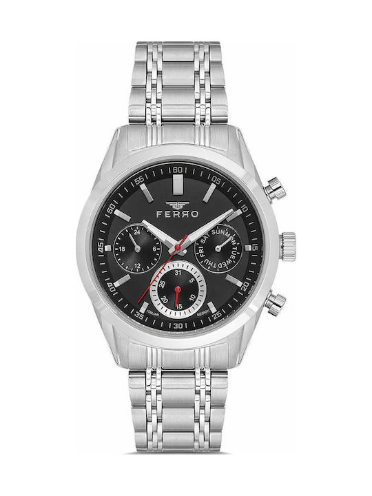 Ferro Men's Watch Battery with Silver Metal Bracelet