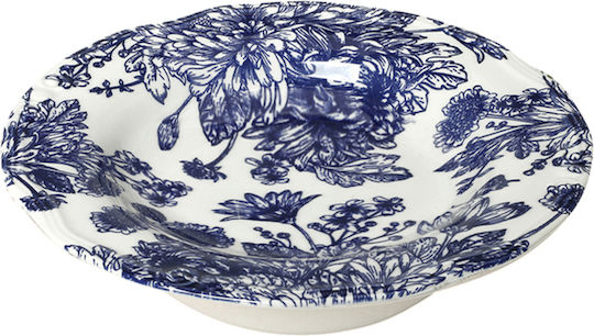 Espiel English Serving Bowl Round Ceramic Blue
