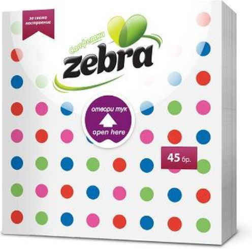Zebra Napkins Single Ply 1 Pack Multicolored 19gr