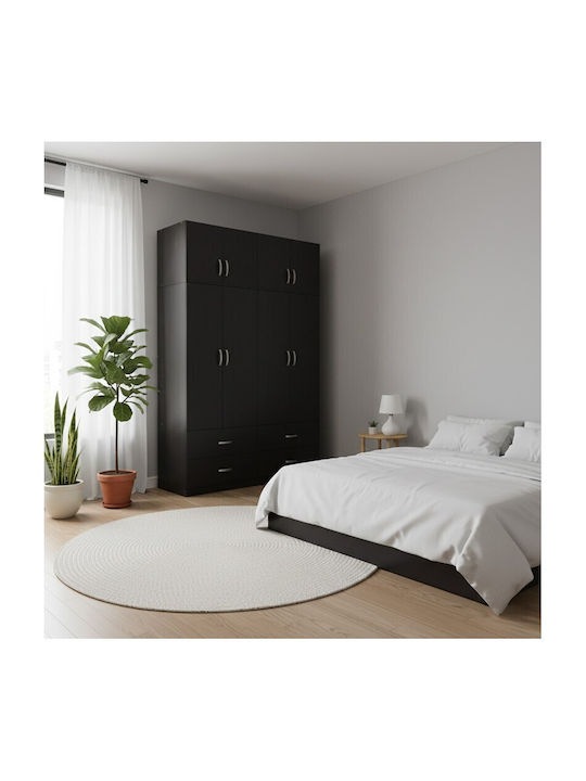 Patru uși Dulap de Haine cu Spațiu de Depozitare Wenge 160x42x240cm