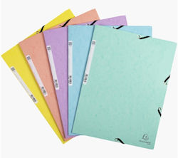Paper Rubber Band File Folder A4 5 Assorted Pastel Colors Pack 5 Pieces Exacompta