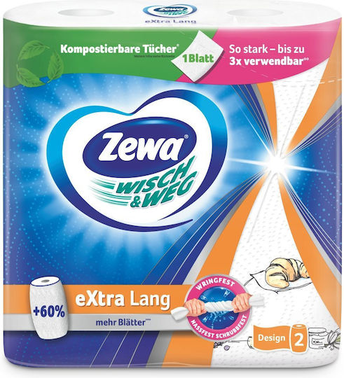 Zewa Wisch & Weg Extra Lang Χαρτί Κουζίνας 2 Φύλλων 2 Συσκευασίες