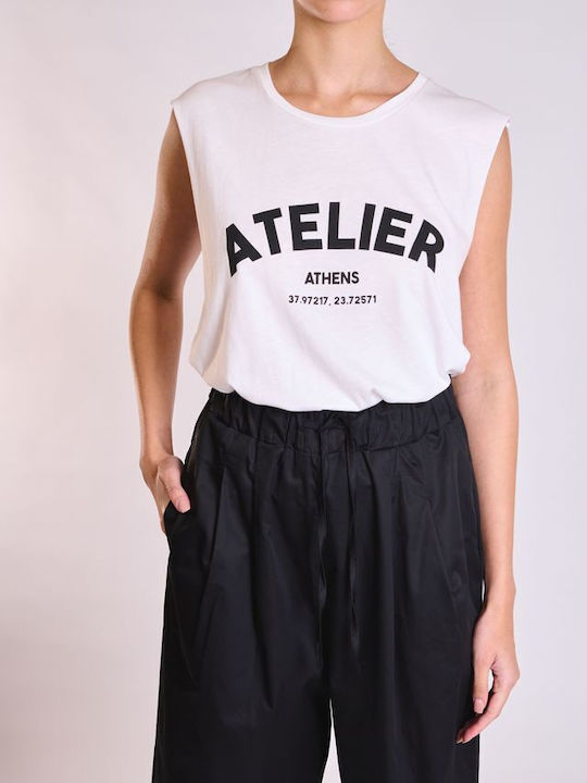 Women's Athletic Blouse Sleeveless White