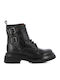 Leather Women's Ankle Boots with Medium Heel Black