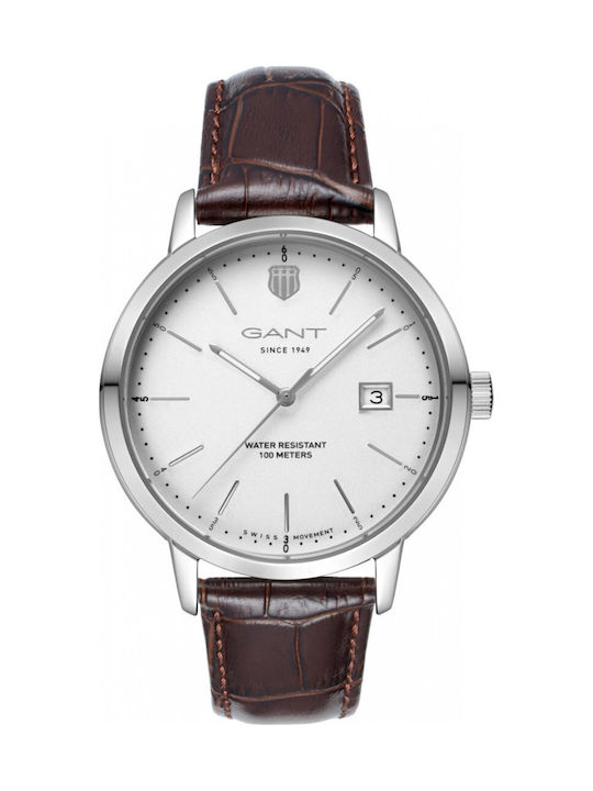 Gant Prestige Ανδρικό Ρολόι Μπαταρίας με Καφέ Δερμάτινο Λουράκι