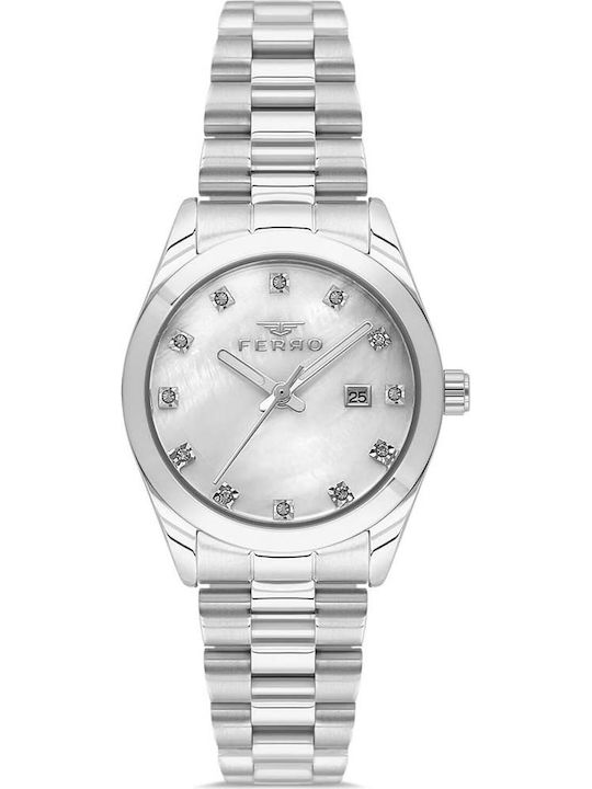 Ferro Men's Watch Battery with Silver Metal Bra...