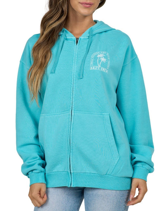 Γυναικεία Ζακέτα Φούτερ με Κουκούλα Turquoise