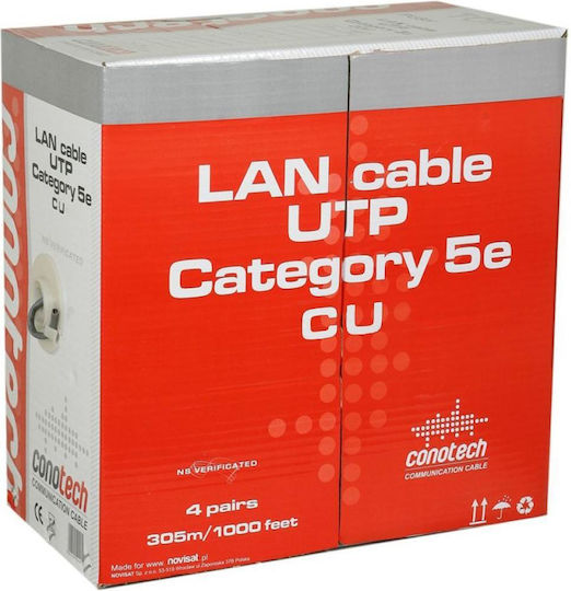 Conotech U/UTP Cat.5e (Gigabit) Καλώδιο Δικτύου Ethernet 305m Γκρι