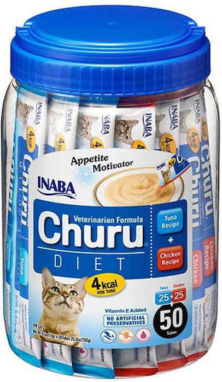 Inaba Inaba Katzenleckerlis & Snacks mit Thunfisch Huhn Fisch für Ältere Katzen 50 Stück 14g