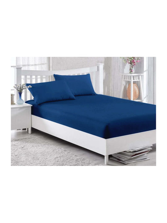 Sheet Super-Double with Elastic 160x200cm. Royal Blue