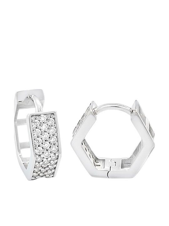 Xryseio Earrings Hoops made of White Gold with Stones