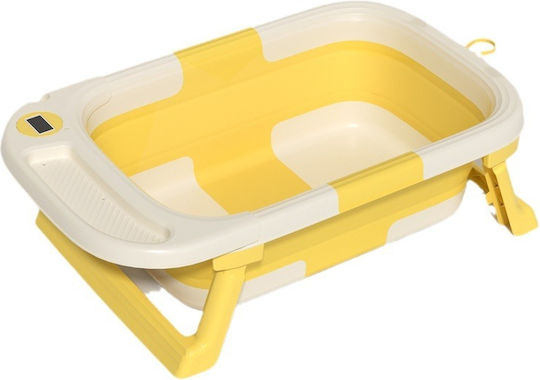 Little Mom Faltbare Babybadewanne mit Thermometer Gelb