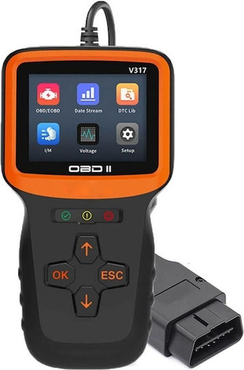 Techstar V317 Auto Scan Diagnostic Tool 2.8 Inch Display Engine Error Code Reading Clearing Can Diagnosis Compatible Obd Ii Eobd Black Orange